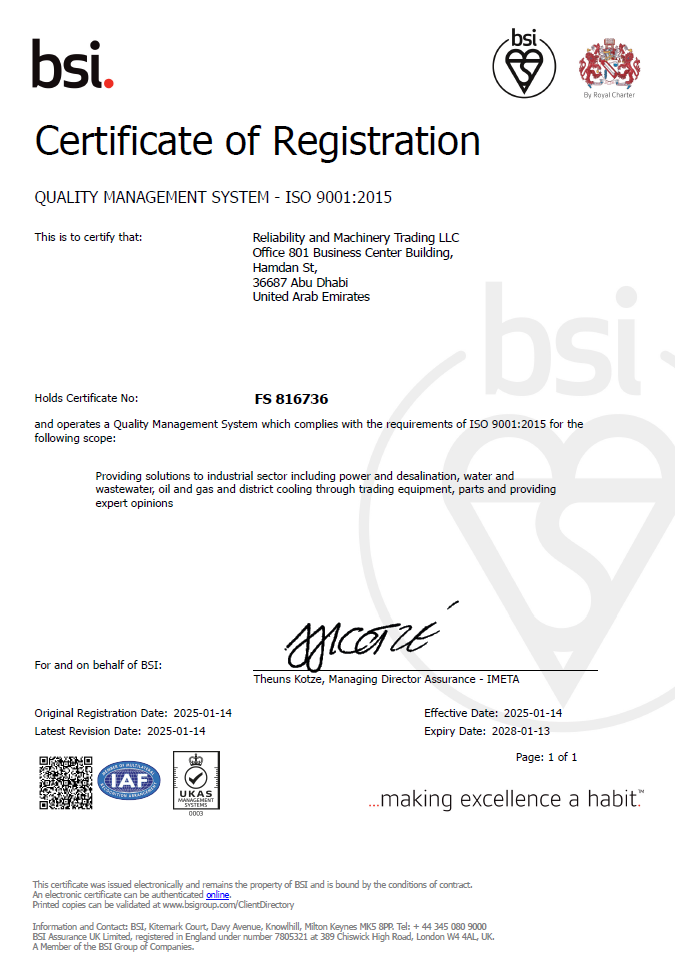 ISO 9001 Quality Management certified by BSI under certificate number FM816736